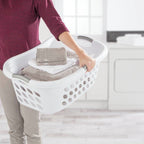 Set of 6 White Laundry Baskets w/ Carry Handles