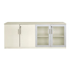 Low Wall Cabinet with Doors (Wood/Glass Door Combination), Textured Sea Salt