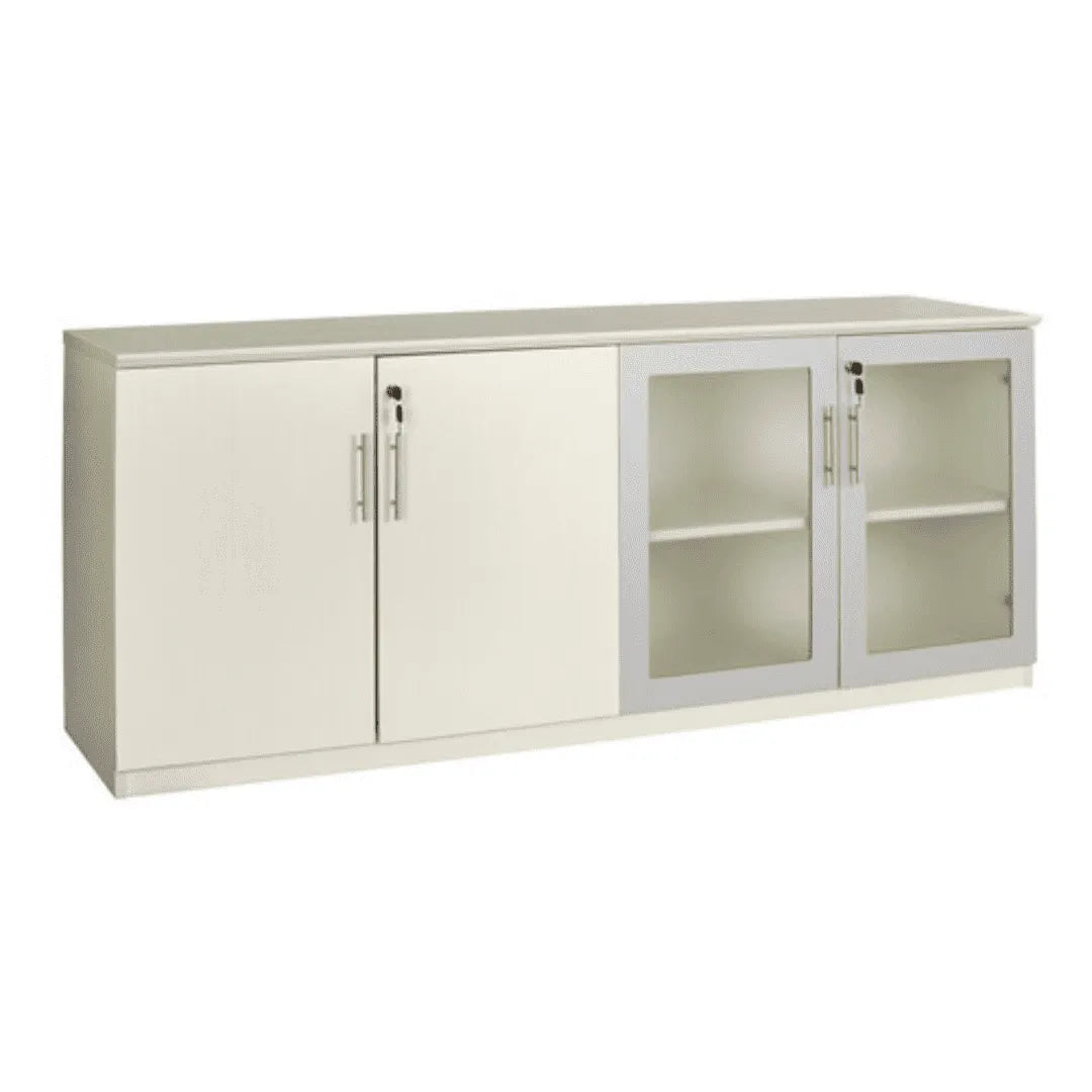 Low Wall Cabinet with Doors (Wood/Glass Door Combination), Textured Sea Salt