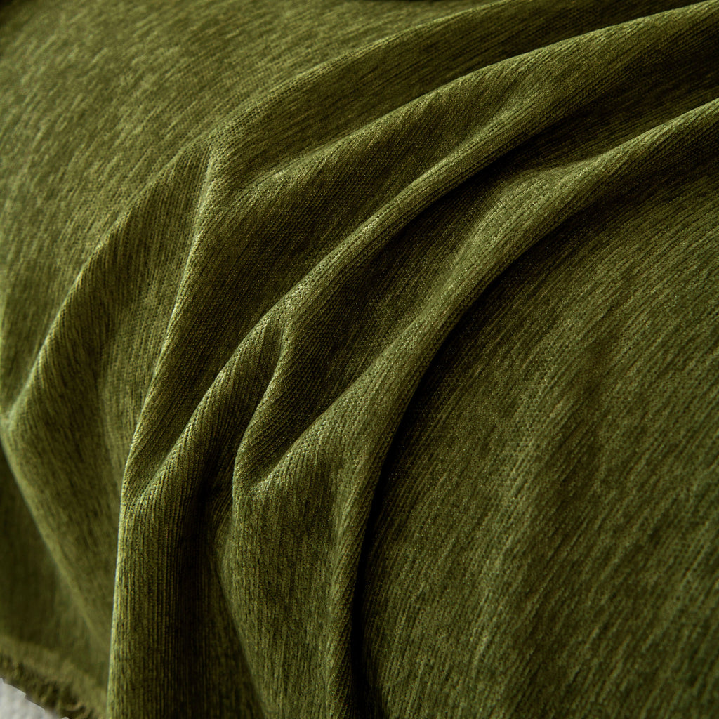 Solid Color Chenille Sofa Throw Blanket, Soft & Plush Decorative Couch Throw Cover