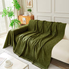 Solid Color Chenille Sofa Throw Blanket, Soft & Plush Decorative Couch Throw Cover