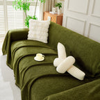 Solid Color Chenille Sofa Throw Blanket, Soft & Plush Decorative Couch Throw Cover