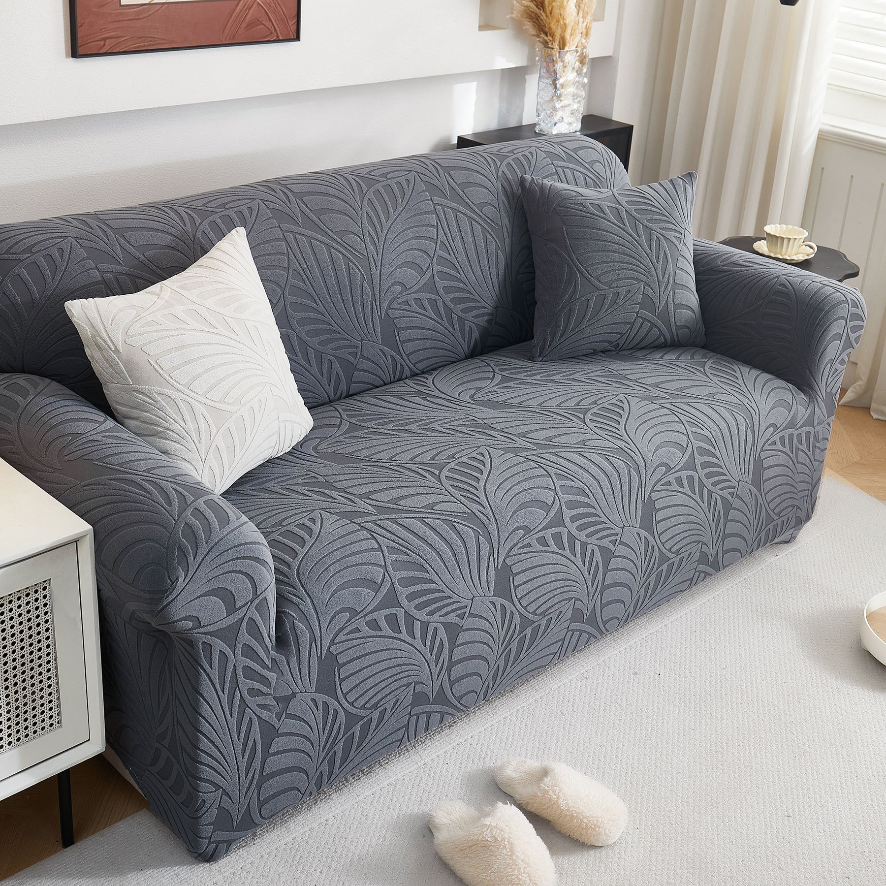 Stretch Sofa Slipcover 1-Piece Furniture Protector Couch with Elastic Bottom for Kids
