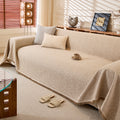 Linen-Look Textured Couch Throw Cover, Breathable Sofa Blanket & Furniture Protector