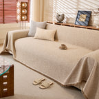 Linen-Look Textured Couch Throw Cover, Breathable Sofa Blanket & Furniture Protector