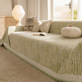 Lace Trim Pom Pom Tassel Edge Slipcover, Durable Furniture Cover for Pets Couch Sofa