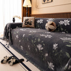 Luxury Thickened Sofa Throw Cover, Decorative Cozy Floral Jacquard Couch Cover Blanket