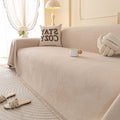 Embossed Leaf Pattern Couch Cover Throw Blanket, Japandi Furniture Cover Protector