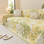 Chenille Throw Blanket Sofa Cover, Abstract Watercolor Couch Cover with Tassel Fringe