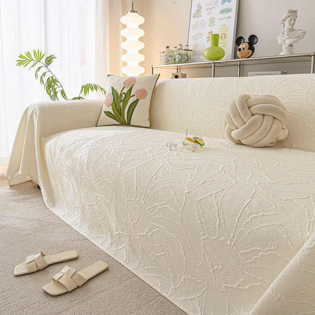 Durable Cooling Couch Cover for Dogs Textured Chic Leaf Summer Throw Cover Blanket
