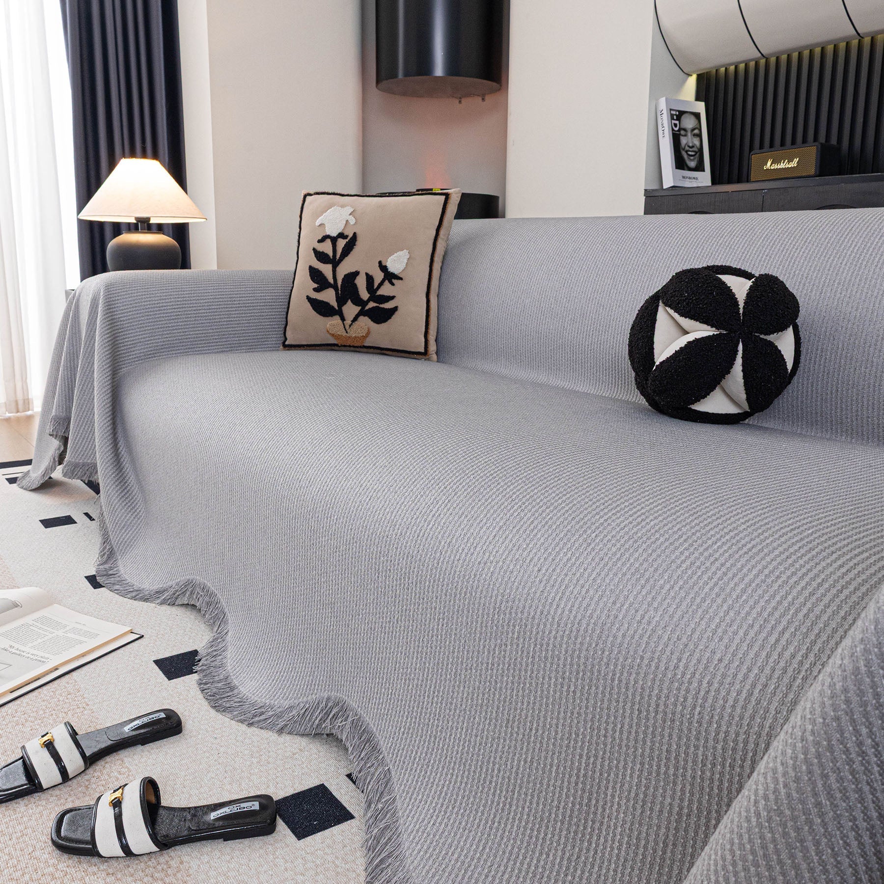 Soft Decorative Throw for Sofa and Loveseat, Textured Sofa Cover Blanket for Couch