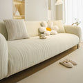 Ribbed Washable Sofa Cover, High Stretch Striped Couch Slipcover with Tie Straps