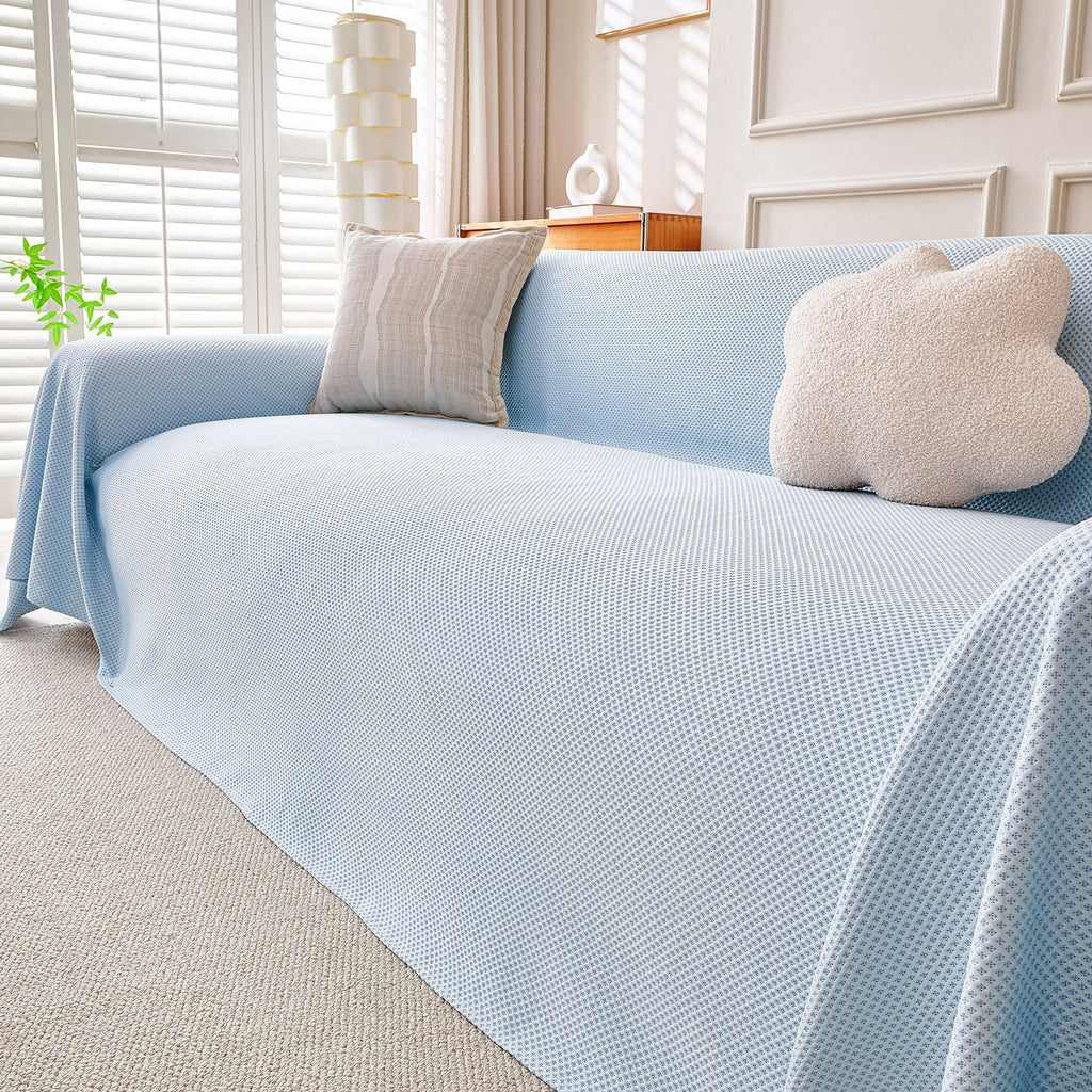 Cooling Ice Silk Knit Couch Cover, Breathable Pet Friendly Soft Throw Cover for Sofas