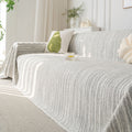 Summer Cooling Ice Silk Sofa Cover, Textured Stripe Soft Breathable Couch Throw Cover