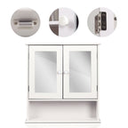 White 2-Door Mirrored Medicine Cabinet with Open Shelf