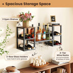 Industrial Wood Metal Wall Mounted Wine Rack Shelf with Glass Holders
