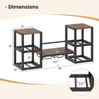 Industrial Wood Metal Wall Mounted Wine Rack Shelf with Glass Holders