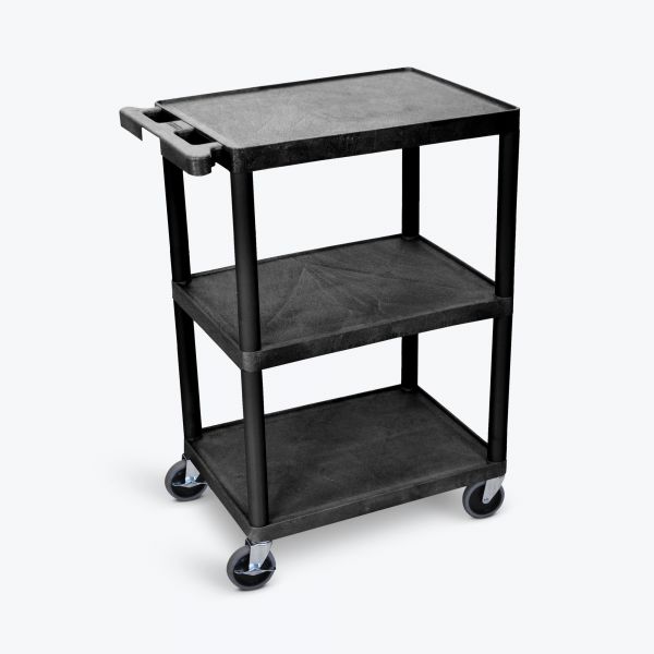 Luxor 3 Shelf Utility Cart Black