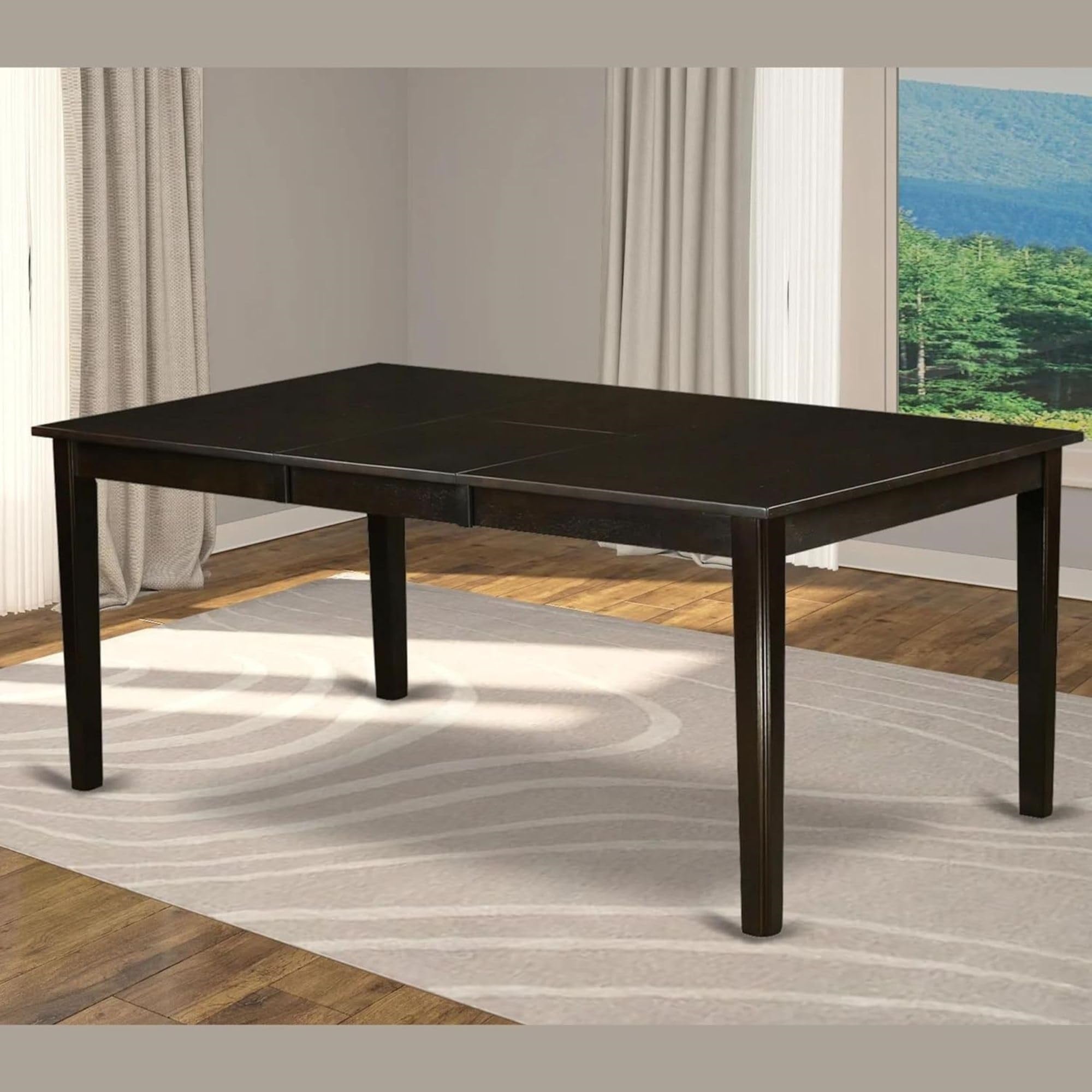 East West Furniture HET-CAP-T Henley Modern Kitchen Table - a Rectangle Dining Table Top with Butterfly Leaf, 42x72 Inch, Cappuccino