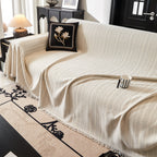 Herringbone Chenille Couch Cover Blanket Soft Durable Throw Sofa Protector with Tassel