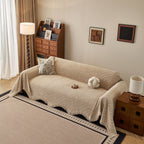 Wavy Wave Pattern Woven Couch Cover with Fringe Tassel, Soft Furniture Cover Protector