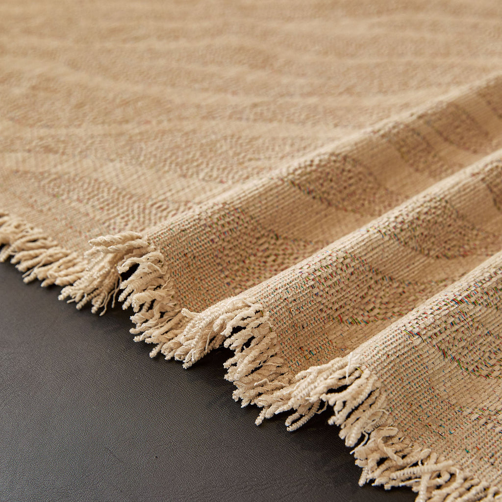 Wavy Wave Pattern Woven Couch Cover with Fringe Tassel, Soft Furniture Cover Protector