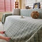 Textured Plaid Couch Throw Cover, Modern Decorative Sectional Furniture Covers