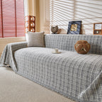 Textured Plaid Couch Throw Cover, Modern Decorative Sectional Furniture Covers