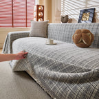 Textured Plaid Couch Throw Cover, Modern Decorative Sectional Furniture Covers