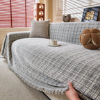 Textured Plaid Couch Throw Cover, Modern Decorative Sectional Furniture Covers