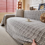Textured Plaid Couch Throw Cover, Modern Decorative Sectional Furniture Covers