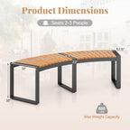 Outdoor Metal Frame Wood Slat Backless Garden Bench with Modern Arch Design