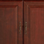 71-inch High 3-Shelf Wooden Bookcase with Storage Drawer in Cherry Finish