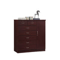 Hodedah 7-Drawer Chest with Locks on 2-Top Drawers plus 1-Door with 3-Shelves in Mahogany