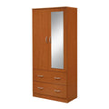 Hodedah 2Door Armoire With 2Drawers And Clothing Rod Plus Mirror In Cherry