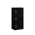Hodedah 3-Shelf, 3-Door Bookcase in Black