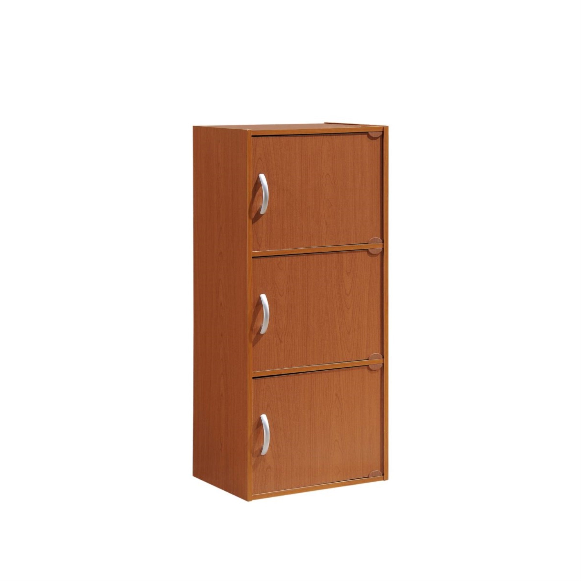 Hodedah 3-Shelf, 3-Door Bookcase in Cherry