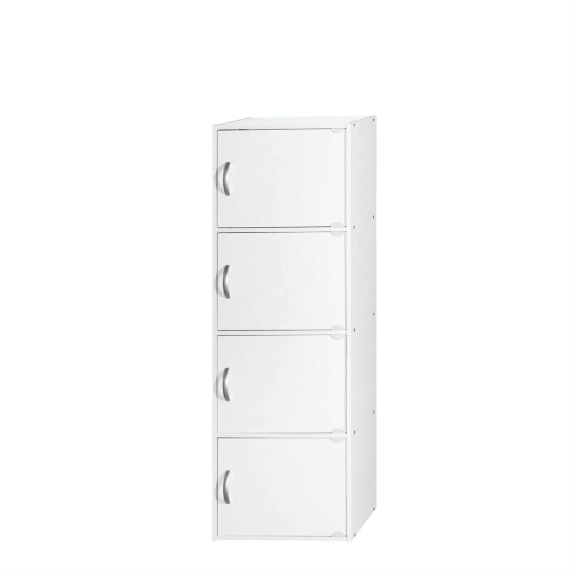 Hodedah 4-Shelf, 4-Door Bookcase in White