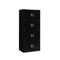Hodedah 4-Shelf, 8-Door Bookcase Cabinet in Black