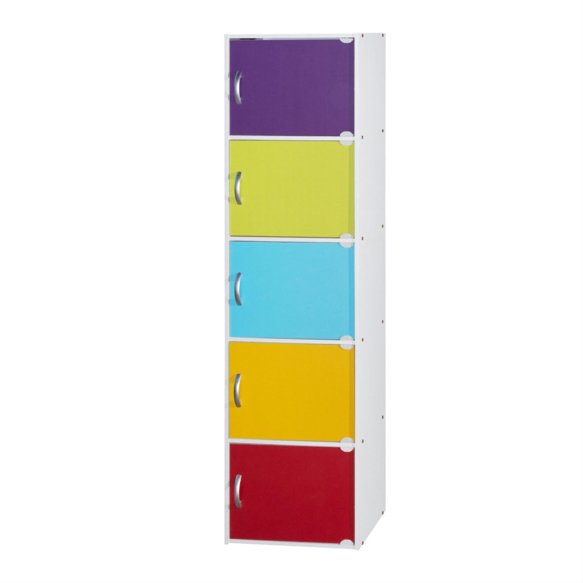 Hodedah 5-Shelf, 5-Door Bookcase in Rainbow