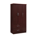 Hodedah 3-Door Armoire with 2-Drawers, 3-Shelves in Mahogany