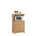 Hodedah Microwave Kitchen Cart in Beech