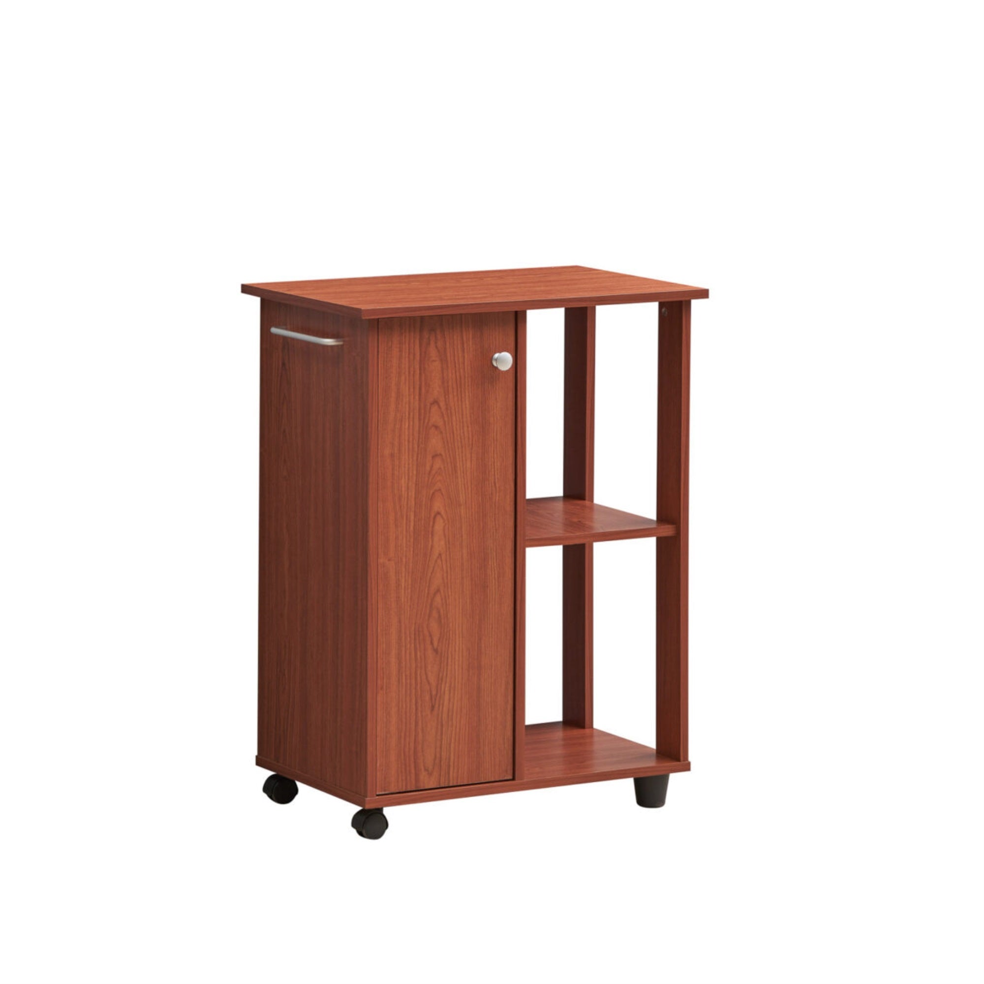 Hodedah 23.6 Wide Open Shelves and Cabinet Space Kitchen Cart in Cherry