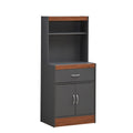 Hodedah 54 Tall Open Shelves, 1-Drawer and Bottom Enclosed Storage Kitchen Cabinet in Grey-Oak