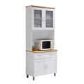 Hodedah Kitchen Cabinet with Top and Bottom Enclosed Cabinet Space in White