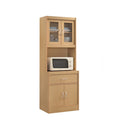 Hodedah Kitchen Cabinet with 1-Drawer, plus Space for Microwave in Beech