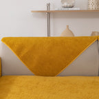 Luxury Sherpa Fleece Solid Sofa Cover, Thickened Plush Non Slip Couch Topper