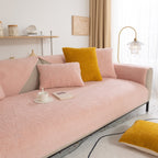 Luxury Sherpa Fleece Solid Sofa Cover, Thickened Plush Non Slip Couch Topper