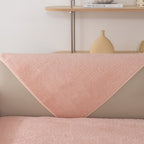 Luxury Sherpa Fleece Solid Sofa Cover, Thickened Plush Non Slip Couch Topper