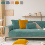 Luxury Sherpa Fleece Solid Sofa Cover, Thickened Plush Non Slip Couch Topper